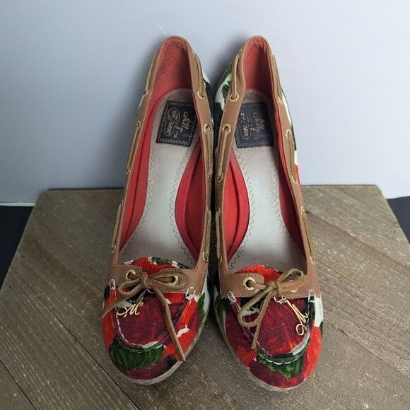 Milly for sperry floral canvas espadrille platform heels 8.5 - Picture 2 of 10